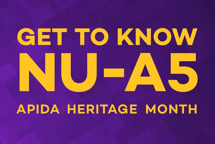 Graphic with words "Get to know NU-A5 Apida Heritage Month"