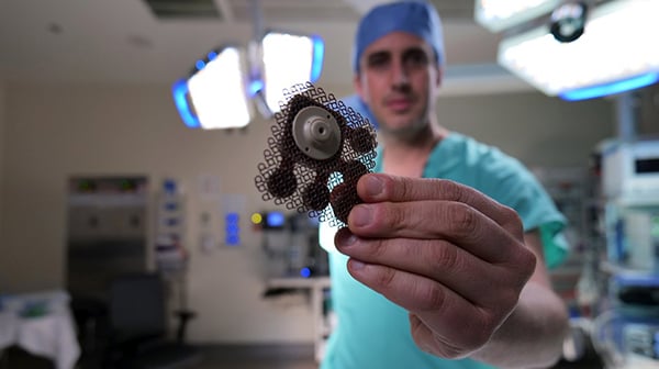 Doctor showing new technology