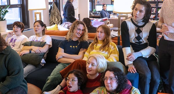 Students talking in a group